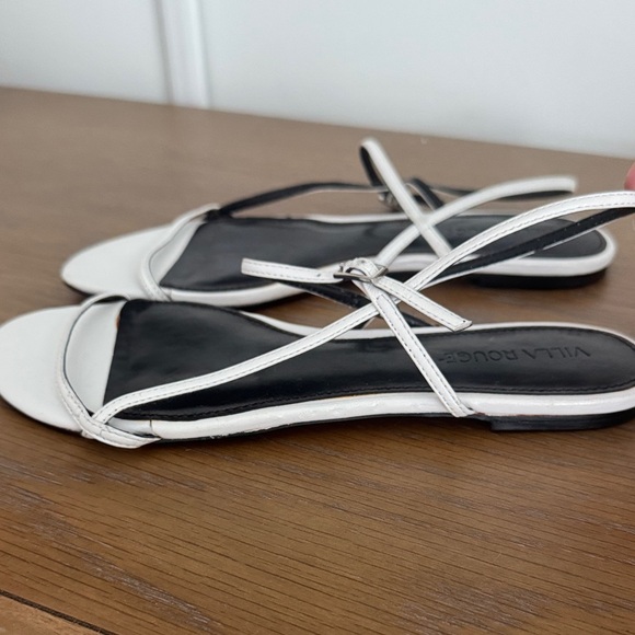 New Villa Rouge Porsche Leather White Strappy Sandals - Picture 4 of 5